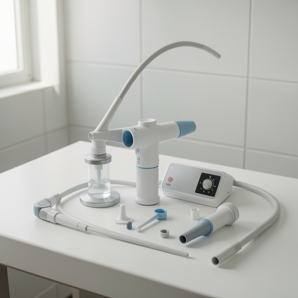 Banyo tezgâhında su hazneli oral irrigatör cihazı ve nozul aksesuarları